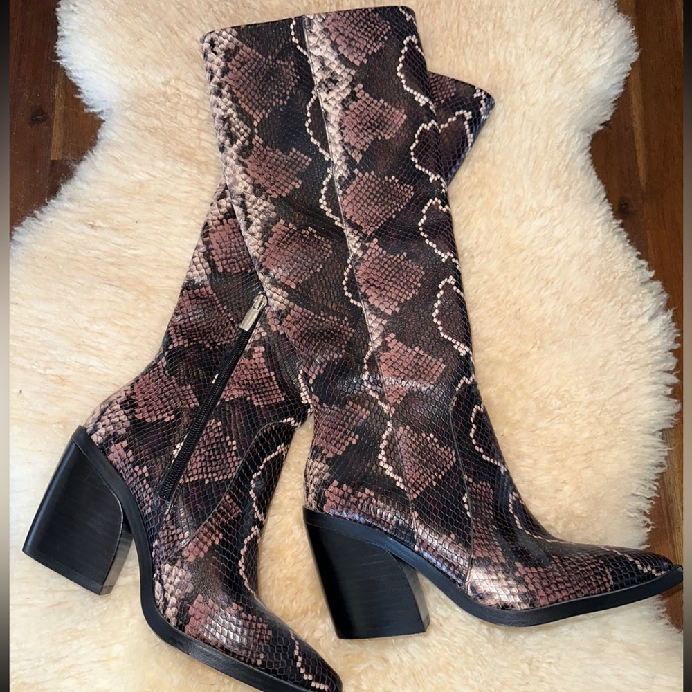 Brand new snake skin heeled boots